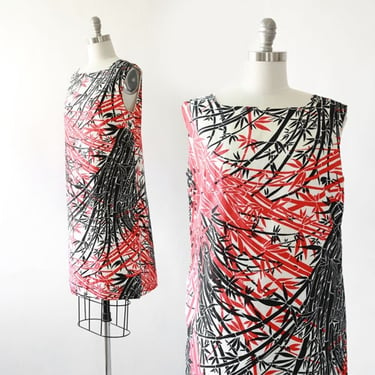 Vintage 60s MOD Bamboo Jungle print abstract shift dress 