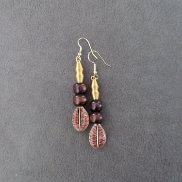 Cowrie shell earrings, Afrocentric earrings, animal print earrings, bold statement earrings, exotic 