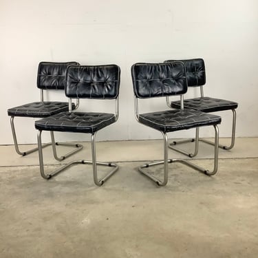 Modern Black Cantilever Dining Chairs- Set of Four 