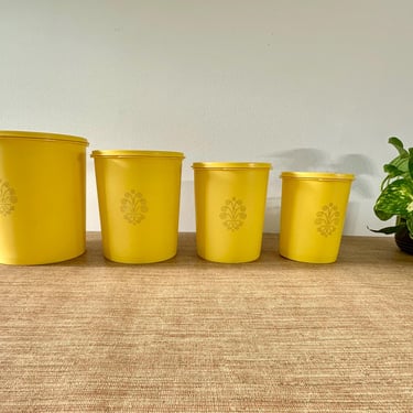 Vintage Tupperware Servalier Nesting Canister Set (4-Piece) – Sunny Yellow 