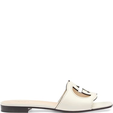 Gucci Women Gg Cut-Out Leather Flat Sandals