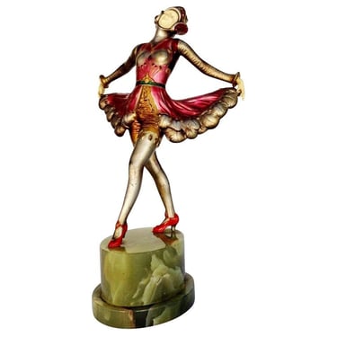 Josef Lorenzl Style Spelter and Onyx Dancer Style Statue 