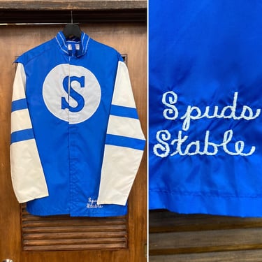 Vintage 1980’s Two-Tone Jockey Horse Racing Windbreaker Jacket, 80’s Vintage Clothing 
