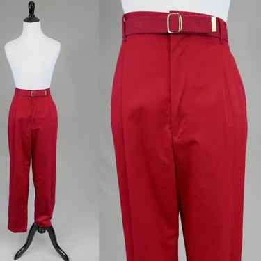 80s Dark Red Chic Pants - 30