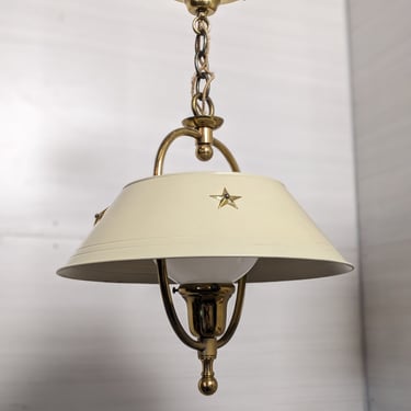 Vintage Brass and Cream  Pendant Light AS IS