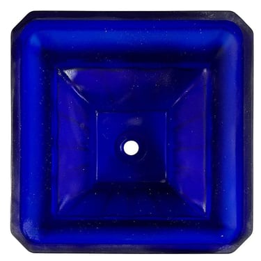 Vianne Art Deco Geometric Square Cobalt Art Glass Light Up Lamp Base 