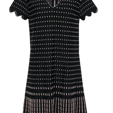 Ted Baker - Black & Gold Patterned Short Sleeve Knit Dress Sz 10