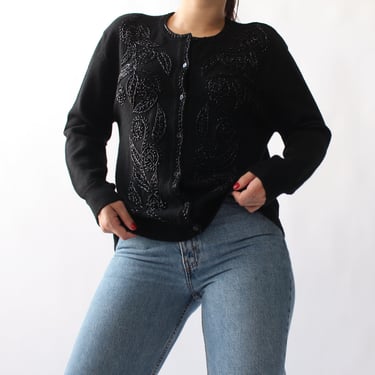 Vintage Beaded Merino Wool Sweater