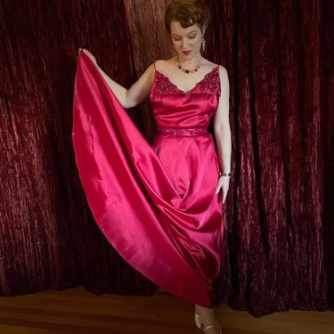 Vintage 1940s Fuchsia Hot Pink Evening Formal Ball | Paper Moon Vintage -  Los Angeles, CA | ATTIC