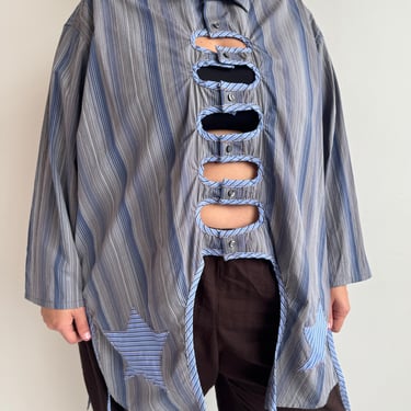 Tiberi x BRZ - Striped Reworked Cutout Shirt (4X)