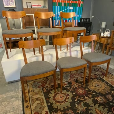 Vintage Drexel Declaration Collection Walnut Dining Side Chairs by Kipp Stewart (set of 6)