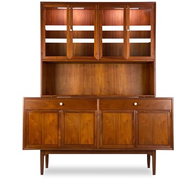 Drexel Declaration Walnut Credenza with Breakfront Hutch Top, Circa 1960s - *Please ask for a shipping quote before you buy. 
