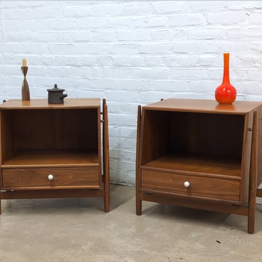 Pair of Drexel Declaration Walnut Nightstands by Kipp Stewart and Stewart MacDougal 