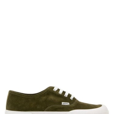 Loewe Man Olive Green Suede Terra Vulca Sneakers