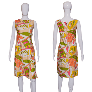 1960's Breezy Novelty Print Hawaiian Dress - Size S/M