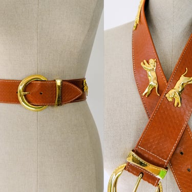 Vintage 90s ESCADA Caramel Brown Leather Adjustable Belt  display picture 1
