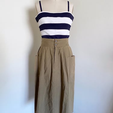 Vintage 90's Cotton Blend Skirt, High Waisted, XS S 