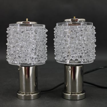 1970s Pair of Glass Table Lamps by Kamenicky Senov, Czechoslovakia 