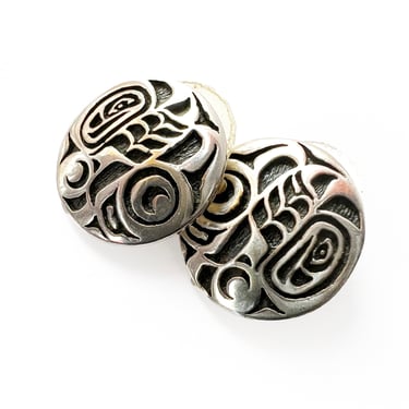 Sterling Silver Earrings, Signed MEO Native American Earrings, Salmon Egg Earrings, Pierced Earrings, Gift for Her 