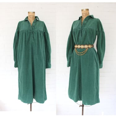 1970's Forest Green Corduroy Dress 