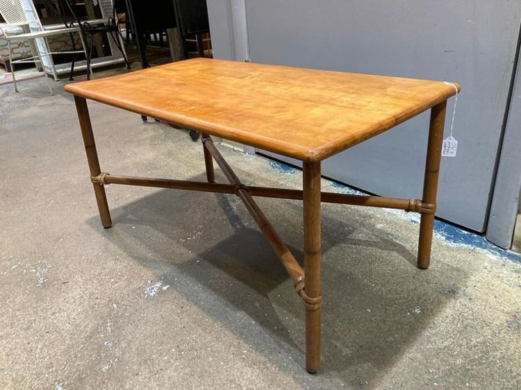 Haywood Wakefield side table 34” x 18.5” x 17.5” Call 202-232-8171 to purchase