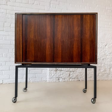 Danish Rosewood Tambour Door Rolling Cabinet