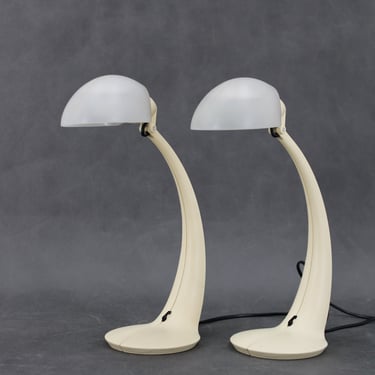 1970s Pair of Veneta Lumi Table Lamps  model Virgola, Italy 