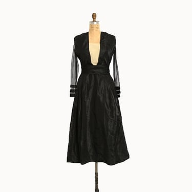 Antique Vintage Edwardian silk black dress 