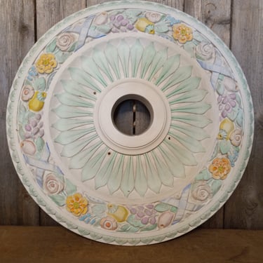 Painted Floral Styrofoam Ceiling Medallion, 24 inches