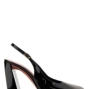 Amina Muaddi Woman Black Leather Charlotte Pumps