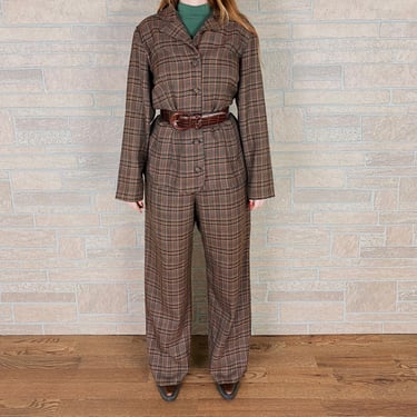 70's Plaid Tartan Two Piece Suit Set / Size Medium 