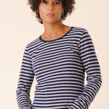 Patterned Crew in Navy Stripe