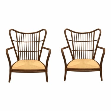 Baker / McGuire Organic Modern Shipley Lounge Chairs Pair
