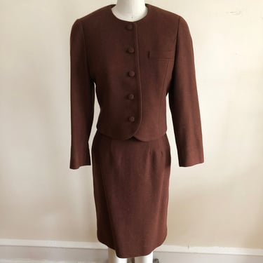 Brown Wool Two-Piece Skirt Suit by Laura Ashley - 1980s 