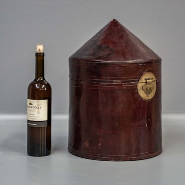 Vintage Leather Cone Shaped Hat Box