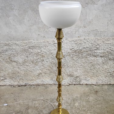 Vintage XL White Floor Lamp /Retro Floor Lamp / 70s/ Golden Metal Floor Lamp / Metal and Glass Floor Light  Retro Light/ Vintage Lightning 