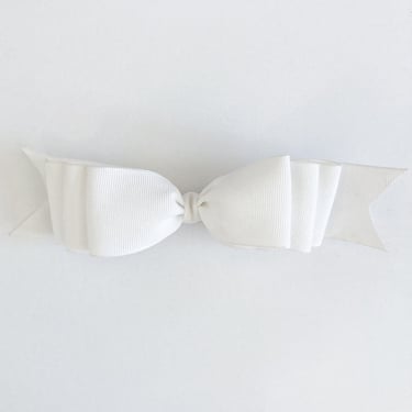 80s/90s Large White Ribbon Layered Bow Barrette 