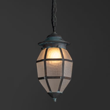 Caged Brass & Glass Pendant