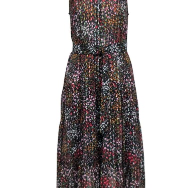 A.L.C. - Black w/ Multi Color Floral Print Maxi Dress Sz 4