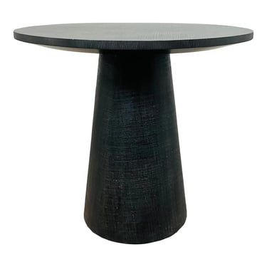 Made Goods Modern Matte Black Oak and Raffia Marcel Side Table