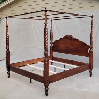 Ethan Allen British Classics King Size Montego Four Poster Tester Canopy Bed