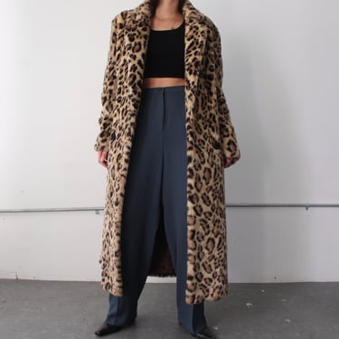 Vintage Leopard Faux Fur Coat