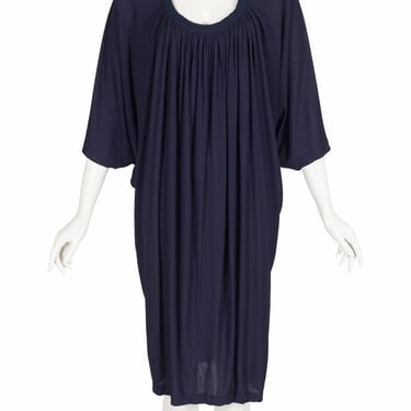 Callaghan 1980s Vintage Navy Viscose Jersey Dolman Sleeve Dress 