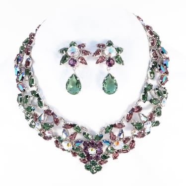 Christian Dior 1958 Rhinestone Necklace and Earring Set