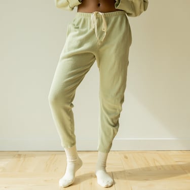 Ribbed Lounge Pant, Organic Hemp & Cotton Elastic Tie Pants, Genderless Clothing, Light Blue Green 