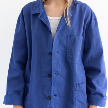 Vintage Blue Chore Coat | Unisex Cotton Utility Work Jacket | Made in Europe | L | J016 