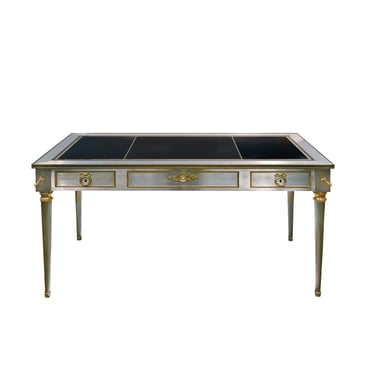 P.E. Guerin Artisan Desk in Stainless Steel with Brass Accents c. 1950 (signed)