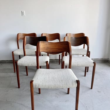 Set of 6 Rosewood J.L. Moller Model 71 Danish Modern Dining Chairs Designed