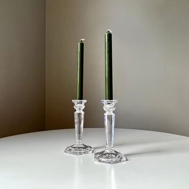 Vintage Art Deco "Cambridge" Style Crystal Candle Holder Set by Mikasa 