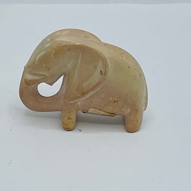 Vintage Soapstone Hand Carved Elephant Good Luck- 3" 